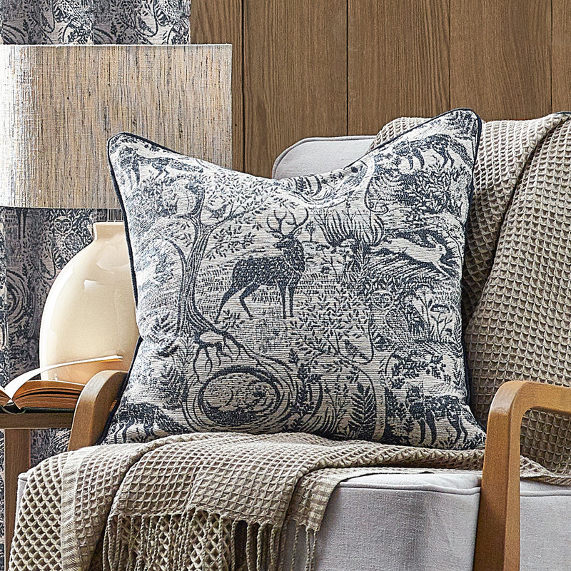 Animal Blue Cushions - Winter Woods Animal Chenille Cushion Cover Midnight furn.