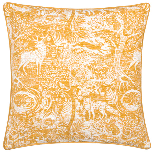 Animal Yellow Cushions - Winter Woods Animal Chenille Cushion Cover Ochre furn.