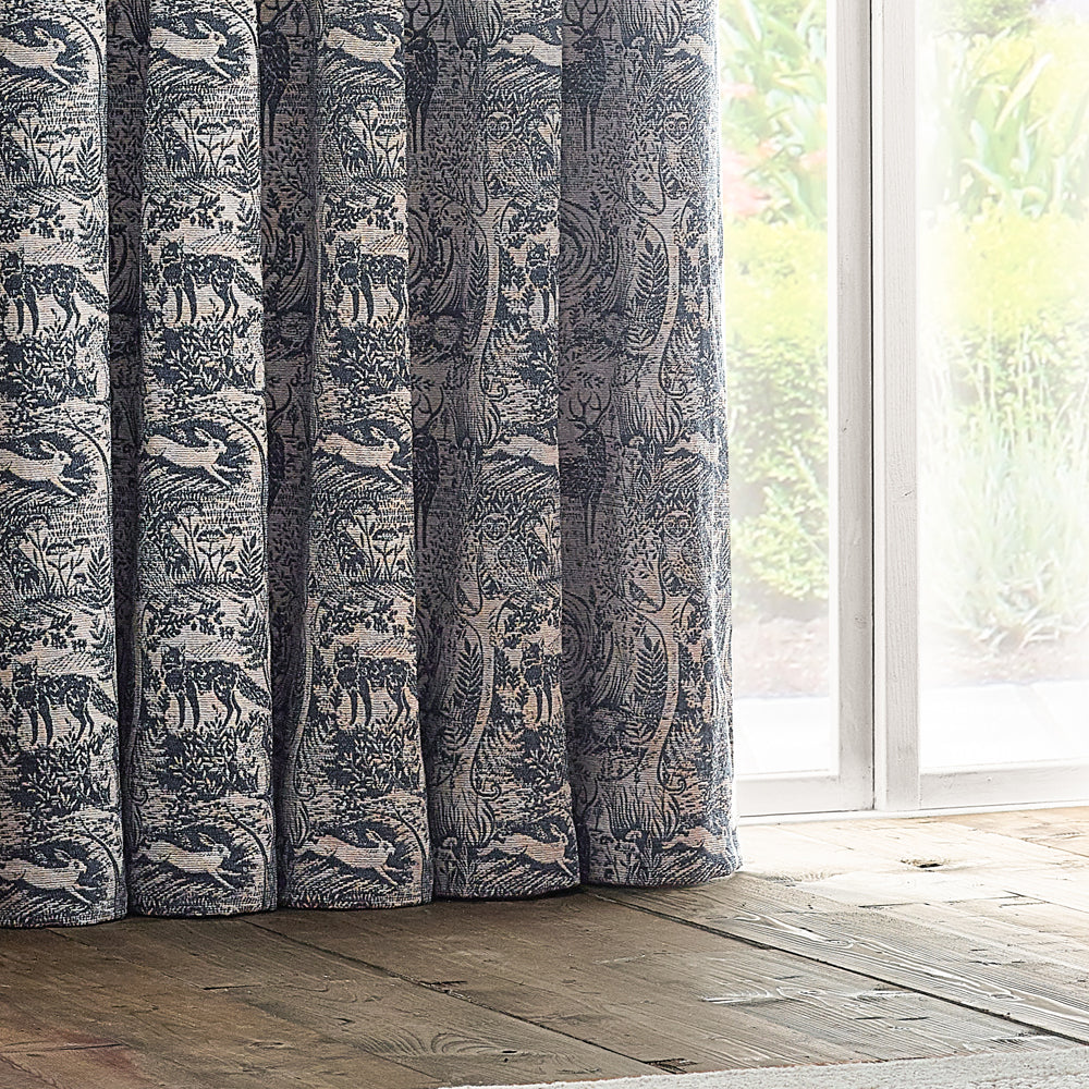 Winter Woods Fully Lined Chenille Eyelet Curtains Midnight