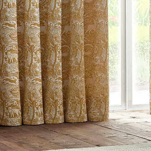 Animal Yellow Curtains - Winter Woods Animal Chenille Eyelet Curtains Ochre furn.