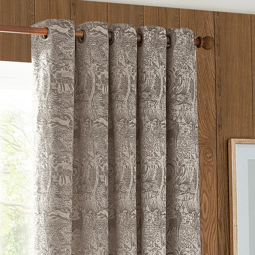 Animal Beige Curtains - Winter Woods Animal Chenille Eyelet Curtains Taupe furn.