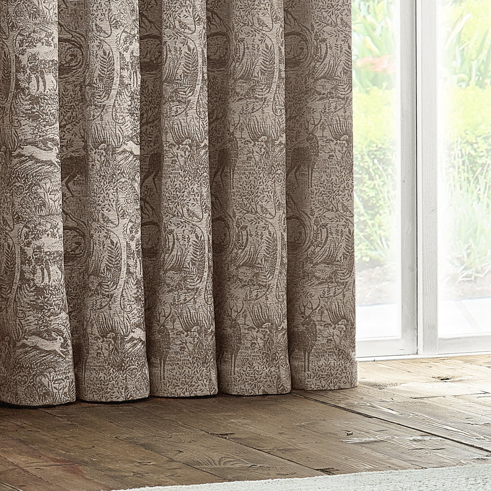Winter Woods Fully Lined Chenille Eyelet Curtains Taupe