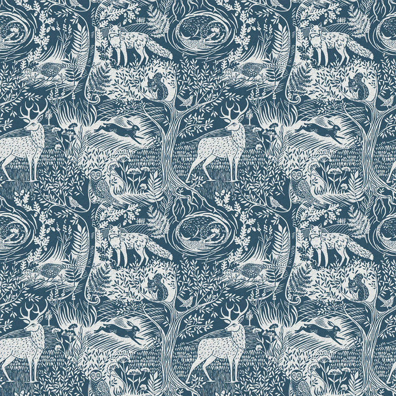 Animal Blue Wallpaper - Winter Woods  Wallpaper Blue furn.
