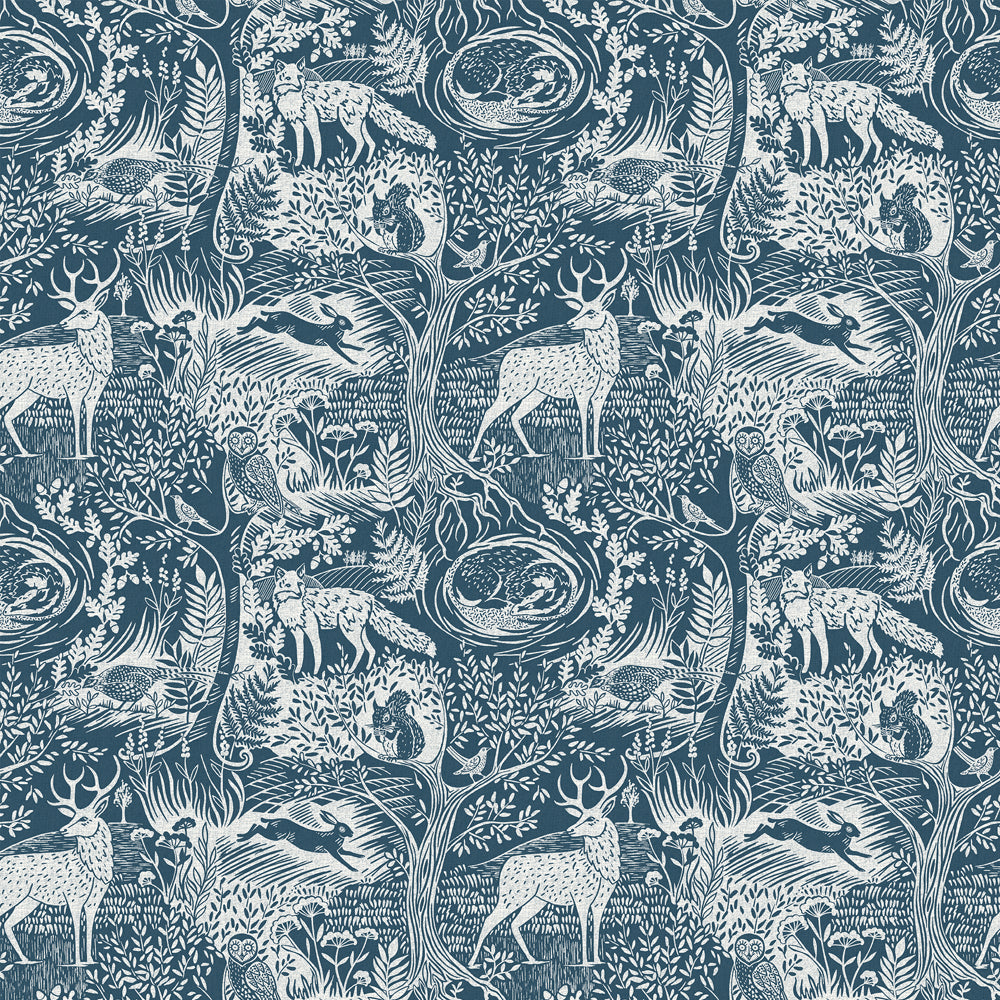 Animal Blue Wallpaper - Winter Woods  Wallpaper Sample Blue furn.