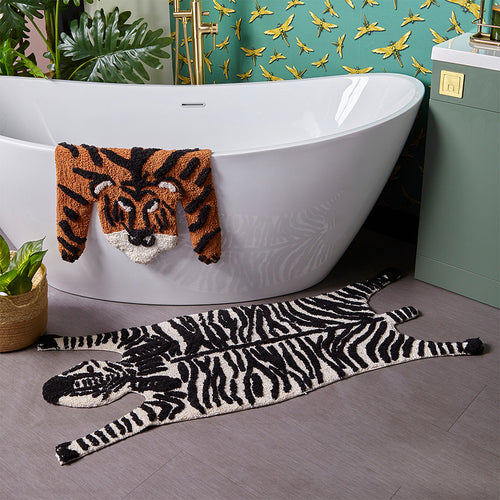 Animal Black Bathroom - Zebra  Bath Mat Black/White furn.