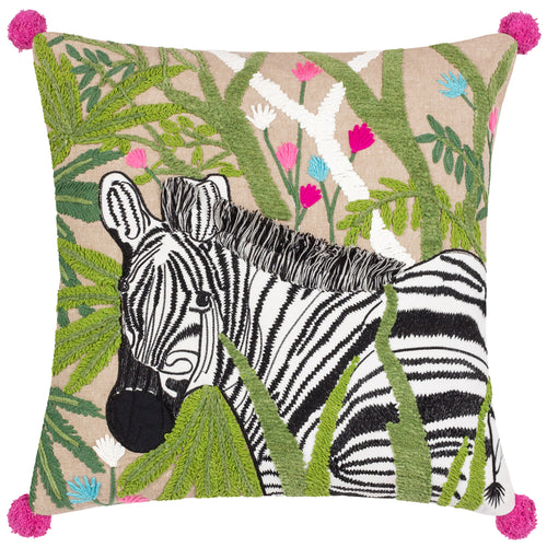 Animal Green Cushions - Zedra Embroidered Cushion Cover Fern Wylder