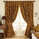 Paoletti Zurich Floral Jacquard Pencil Pleat Curtains in Gold