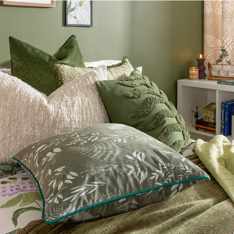 Collection of leafy green cushions